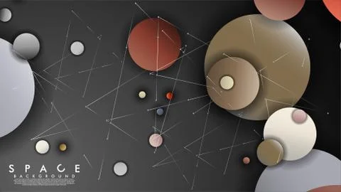 Background of Flat Space with planets and stars. Vector illustration of galax Stock Illustration