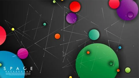 Background of Flat Space with planets and stars. Vector illustration of galax Illustrazione stock