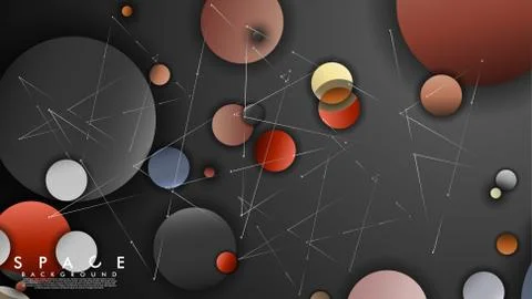 Background of Flat Space with planets and stars. Vector illustration of galax Illustrazione stock