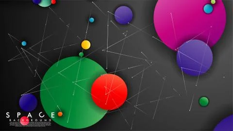 Background of Flat Space with planets and stars. Vector illustration of galax Illustrazione stock