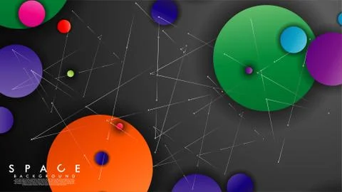 Background of Flat Space with planets and stars. Vector illustration of galax イラスト素材