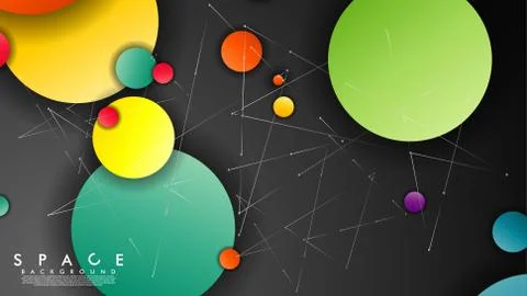 Background of Flat Space with planets and stars. Vector illustration of galax Stockillustratie