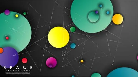 Background of Flat Space with planets and stars. Vector illustration of galax イラスト素材
