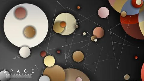 Background of Flat Space with planets and stars. Vector illustration of galax Stockillustratie