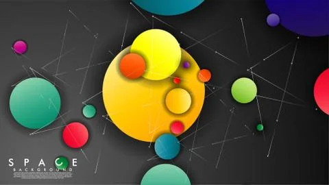 Background of Flat Space with planets and stars. Vector illustration of galax Illustrazione stock