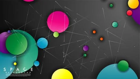 Background of Flat Space with planets and stars. Vector illustration of galax Illustrazione stock