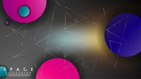Background of Flat Space with planets and stars. Vector illustration of galax Illustrazione stock
