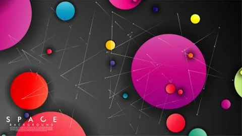 Background of Flat Space with planets and stars. Vector illustration of galax イラスト素材