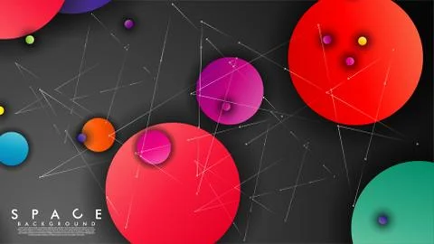 Background of Flat Space with planets and stars. Vector illustration of galax Illustrazione stock