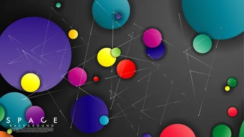 Background of Flat Space with planets and stars. Vector illustration of galax Illustrazione stock