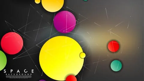 Background of Flat Space with planets and stars. Vector illustration of galax Illustrazione stock