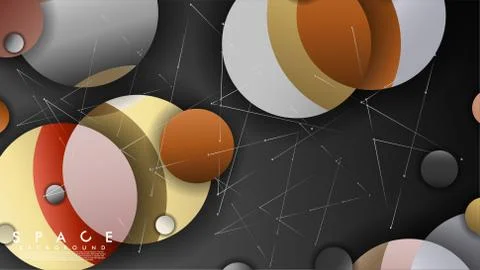 Background of Flat Space with planets and stars. Vector illustration of galax Illustrazione stock