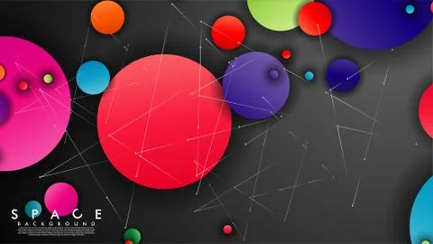 Background of Flat Space with planets and stars. Vector illustration of galax Stockillustratie