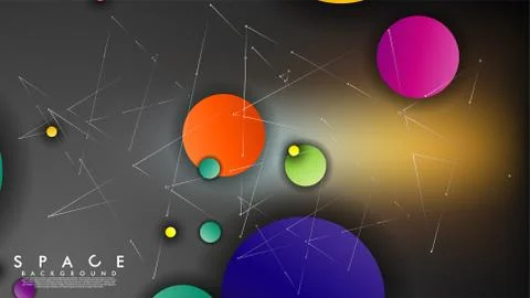 Background of Flat Space with planets and stars. Vector illustration of galax イラスト素材