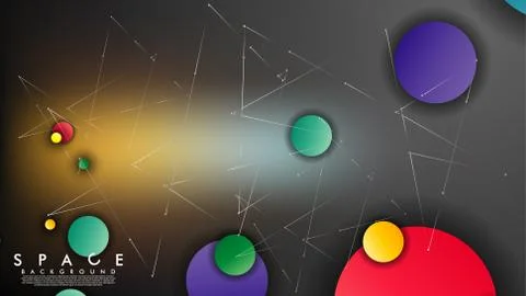 Background of Flat Space with planets and stars. Vector illustration of galax Illustrazione stock