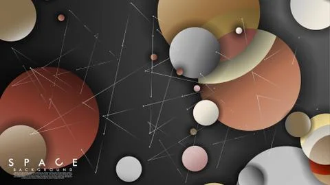 Background of Flat Space with planets and stars. Vector illustration of galax Illustrazione stock