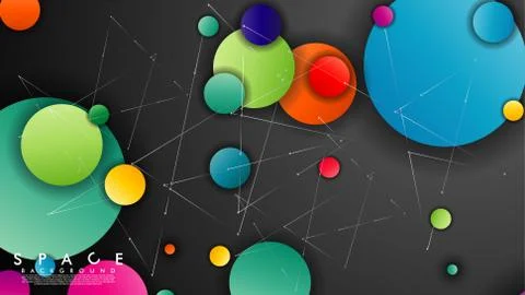 Background of Flat Space with planets and stars. Vector illustration of galax Illustrazione stock
