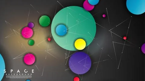 Background of Flat Space with planets and stars. Vector illustration of galax イラスト素材