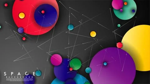 Background of Flat Space with planets and stars. Vector illustration of galax イラスト素材