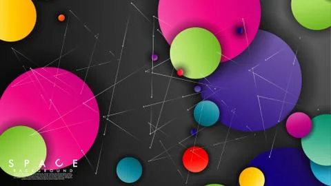Background of Flat Space with planets and stars. Vector illustration of galax イラスト素材