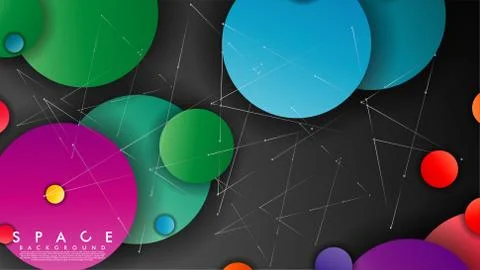 Background of Flat Space with planets and stars. Vector illustration of galax Stockillustratie