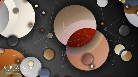 Background of Flat Space with planets and stars. Vector illustration of galax Stock Illustration