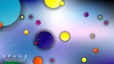 Background of Flat Space with planets and stars. Vector illustration of galax Illustrazione stock