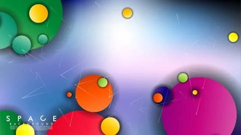 Background of Flat Space with planets and stars. Vector illustration of galax Stockillustratie