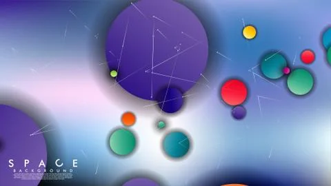 Background of Flat Space with planets and stars. Vector illustration of galax Stock Illustration