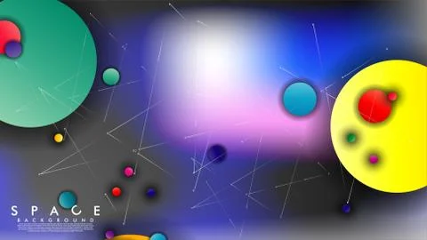 Background of Flat Space with planets and stars. Vector illustration of galax Stock Illustration