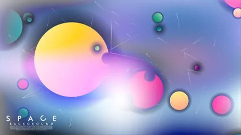 Background of Flat Space with planets and stars. Vector illustration of galax Illustrazione stock
