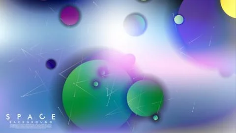 Background of Flat Space with planets and stars. Vector illustration of galax Stock Illustration