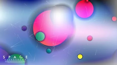 Background of Flat Space with planets and stars. Vector illustration of galax Stock Illustration