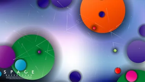 Background of Flat Space with planets and stars. Vector illustration of galax 스톡 일러스트