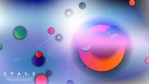 Background of Flat Space with planets and stars. Vector illustration of galax イラスト素材