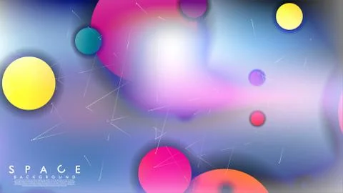 Background of Flat Space with planets and stars. Vector illustration of galax Stock Illustration