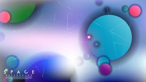 Background of Flat Space with planets and stars. Vector illustration of galax Stock Illustration
