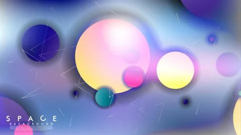 Background of Flat Space with planets and stars. Vector illustration of galax Stock Illustration