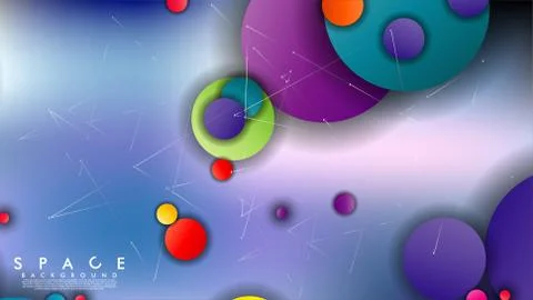 Background of Flat Space with planets and stars. Vector illustration of galax 스톡 일러스트