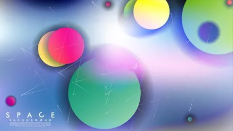 Background of Flat Space with planets and stars. Vector illustration of galax Stockillustratie