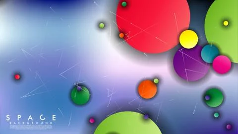 Background of Flat Space with planets and stars. Vector illustration of galax イラスト素材