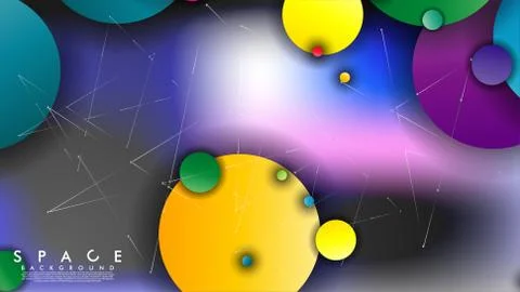 Background of Flat Space with planets and stars. Vector illustration of galax イラスト素材
