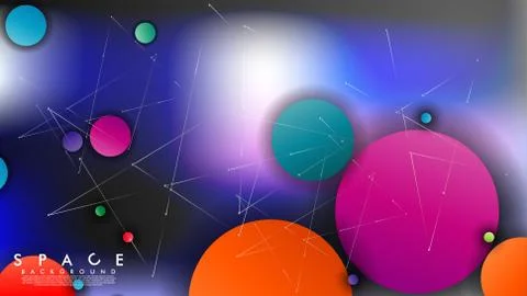 Background of Flat Space with planets and stars. Vector illustration of galax Stockillustratie