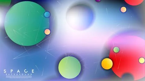 Background of Flat Space with planets and stars. Vector illustration of galax Stockillustratie