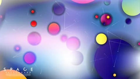 Background of Flat Space with planets and stars. Vector illustration of galax Stock Illustration