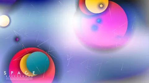 Background of Flat Space with planets and stars. Vector illustration of galax Illustrazione stock