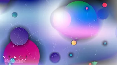 Background of Flat Space with planets and stars. Vector illustration of galax Illustrazione stock