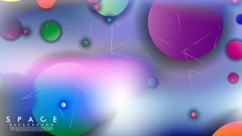 Background of Flat Space with planets and stars. Vector illustration of galax Stock Illustration