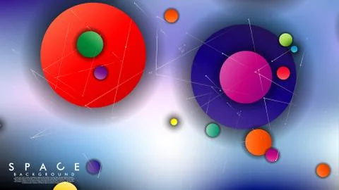 Background of Flat Space with planets and stars. Vector illustration of galax Illustrazione stock