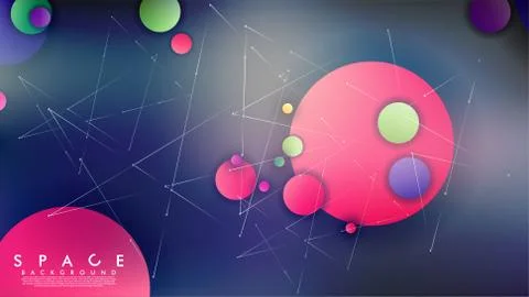 Background of Flat Space with planets and stars. Vector illustration of galax Illustrazione stock